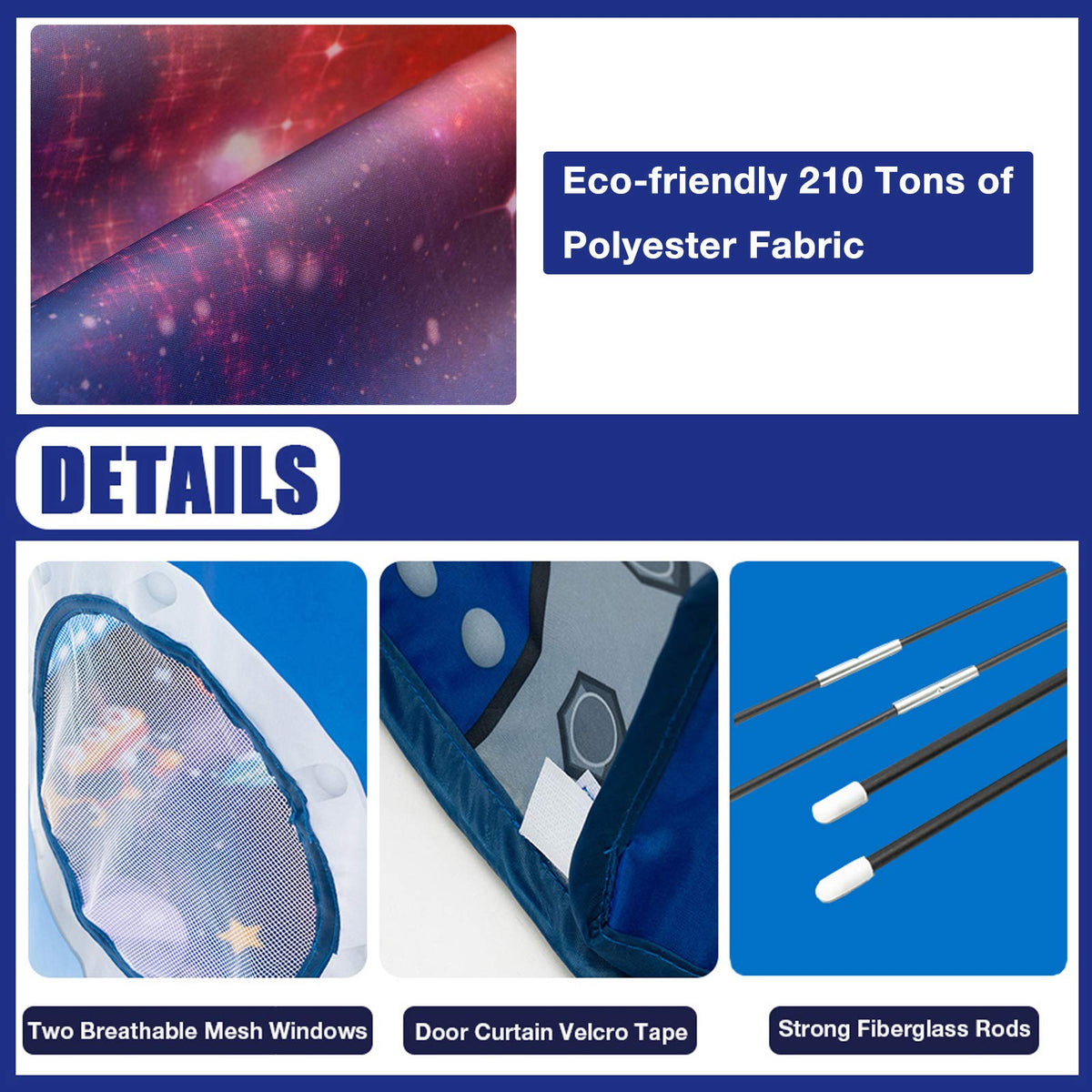 WillingHeart rocket tent fabric feels durable and easy to clean.