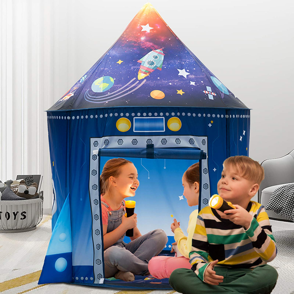 WillingHeart rocket tent interior creates a cozy, spacious play zone.