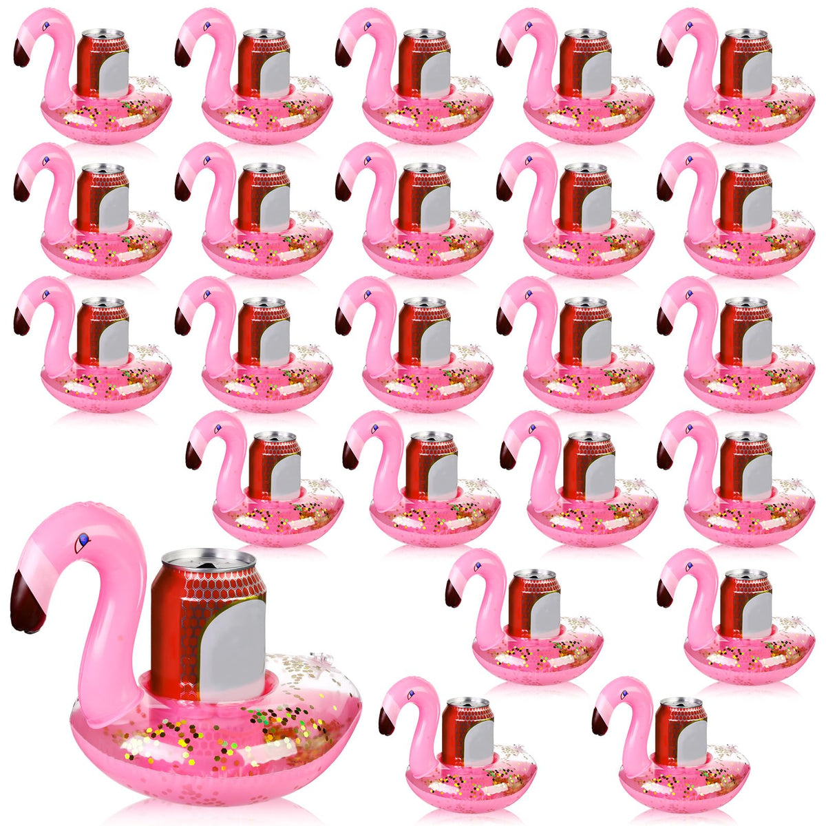 Willinglong flamingo cup holder floats in pool, keeping drinks secure.