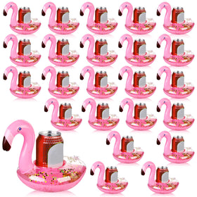 Willinglong flamingo cup holder floats in pool, keeping drinks secure.