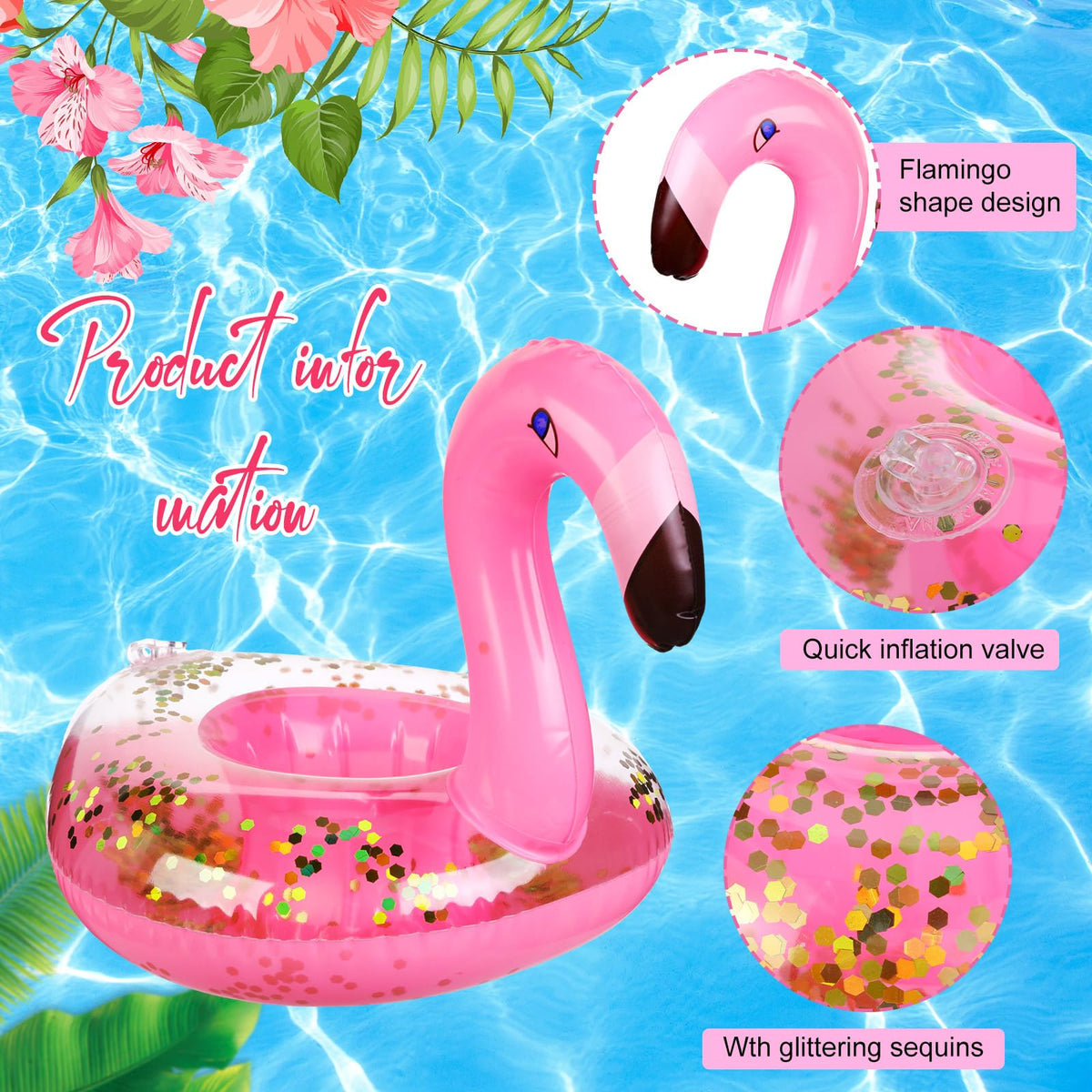 Willinglong inflatable flamingo with sequin design adds sparkle to pool parties.