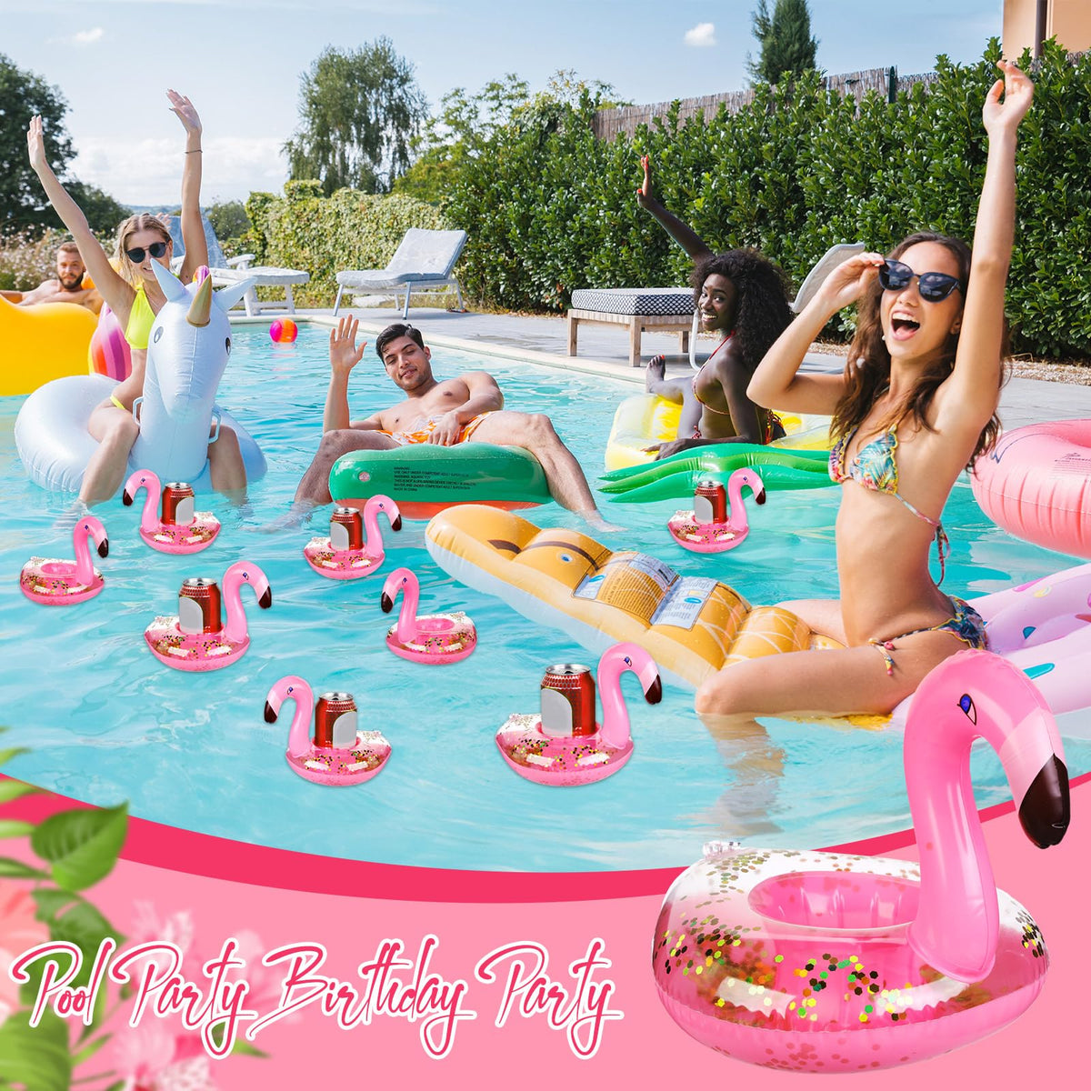 Willinglong flamingo float suitable for hot tubs, pools, and beaches.
