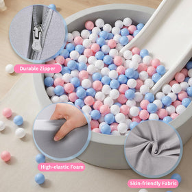 Wilwolfer ball pit 33.5-inch diameter offers generous space for toddlers.