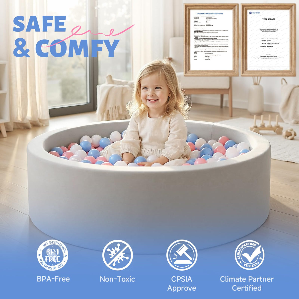 Wilwolfer ball pit zipper removable cover enables easy washing.