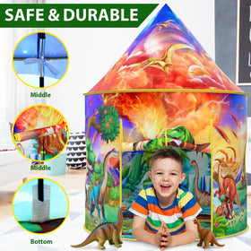 Wilwolfer Dinosaur Tent with vivid graphics supports storytelling adventures.