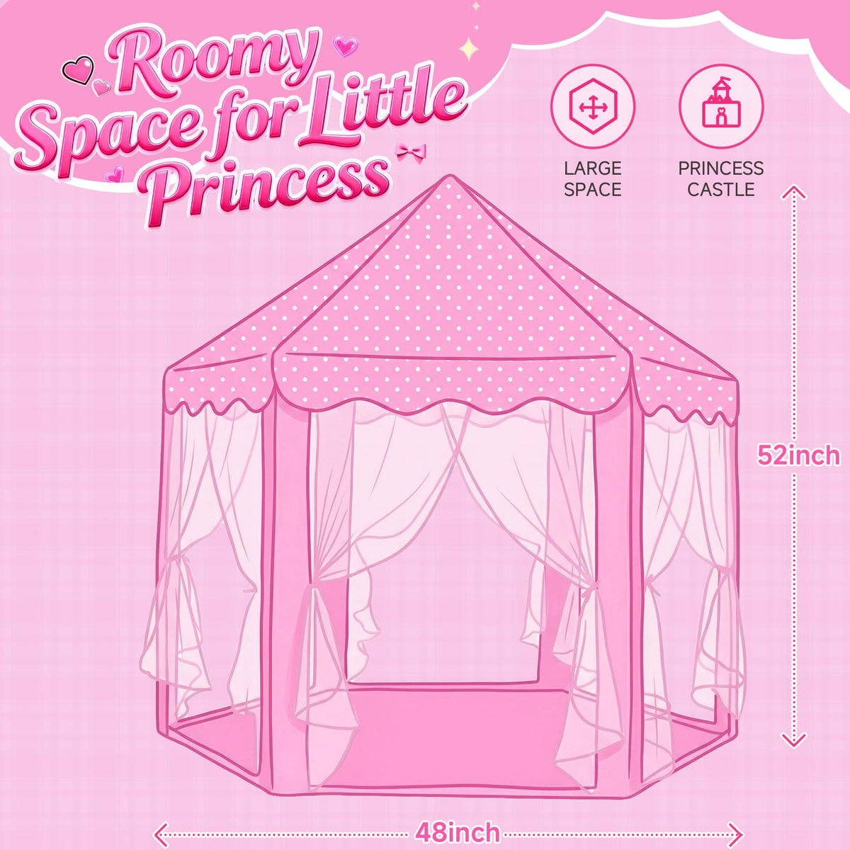 Wilwolfer hexagon design play tent shows stable shape and easy setup