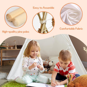 Decorative star lights and flags enhance playtime in the Wilwolfer tent