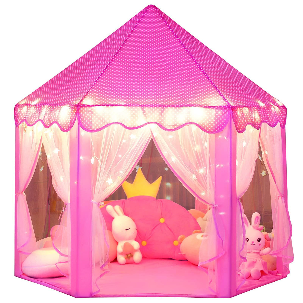 Wilwolfer Princess Castle Play Tent pink front view inspires imaginative play