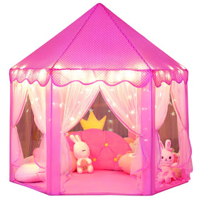 Wilwolfer Princess Castle Play Tent pink front view inspires imaginative play