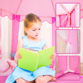Wilwolfer Princess Tent features hexagon design maximizing interior space for activities.