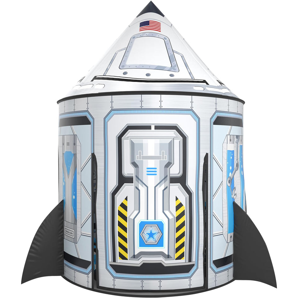 Wilwolfer Rocketship Tent with kid-friendly rocket graphics for imaginative play
