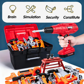 Winbar 55-piece all-in-one toolbox for complete pretend play.