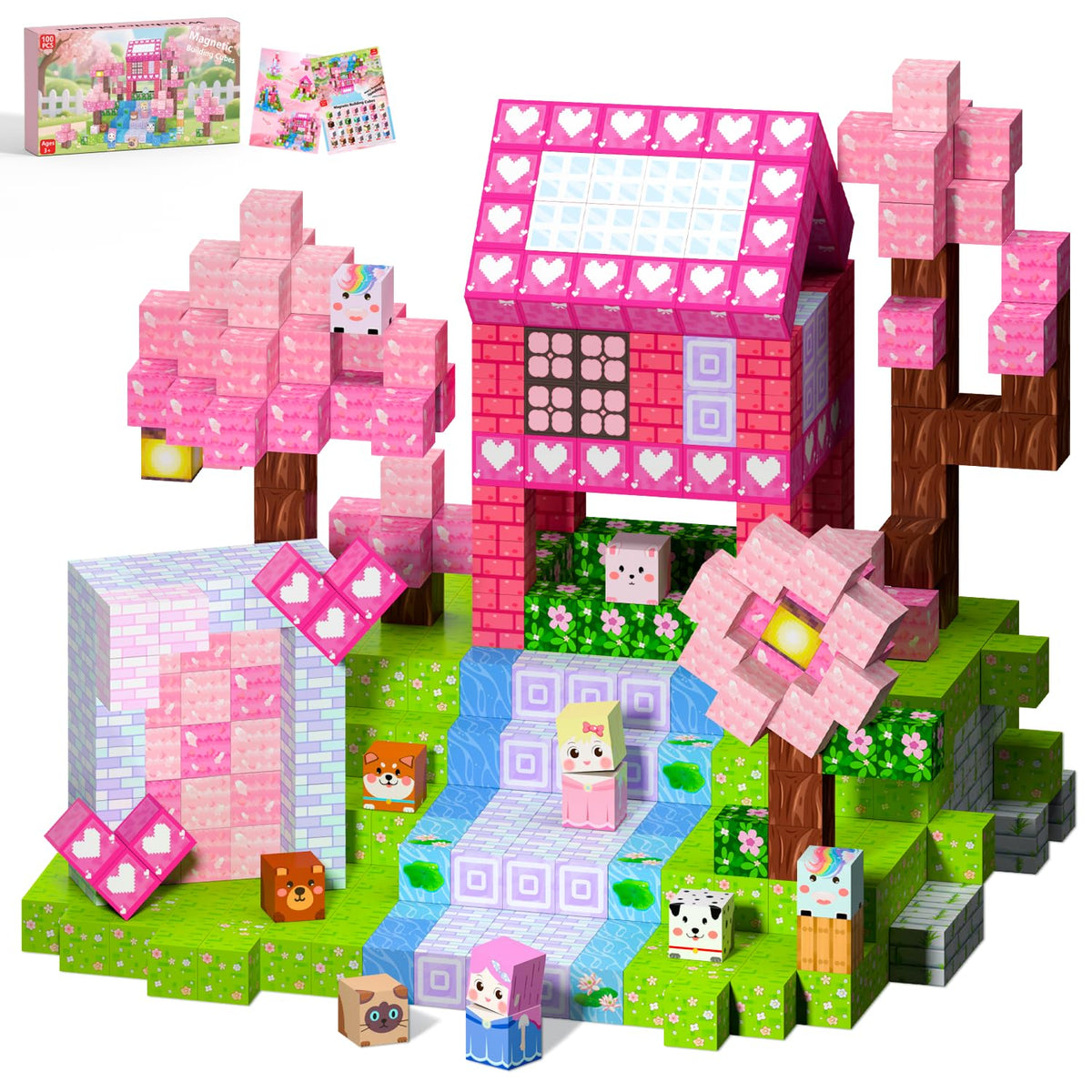 Winchoice Magnet blocks princess pink set for imaginative building and creative playtime.