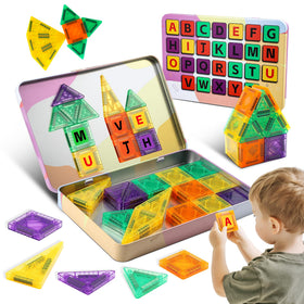 Windidi 47pcs travel tiles in a metal box for mess-free car trips