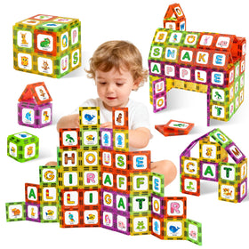 Windidi animal alphabet tiles front view promote early letter recognition during play.