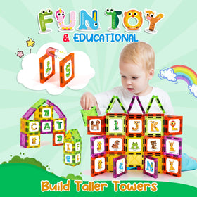 Windidi magnetic tiles showing a bear with letter B to boost letter recognition.