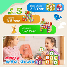 Windidi magnetic tiles showing an elephant with letter E for early phonics.