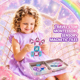 Windidi magnetic tiles glow on light tables for visual storytelling.