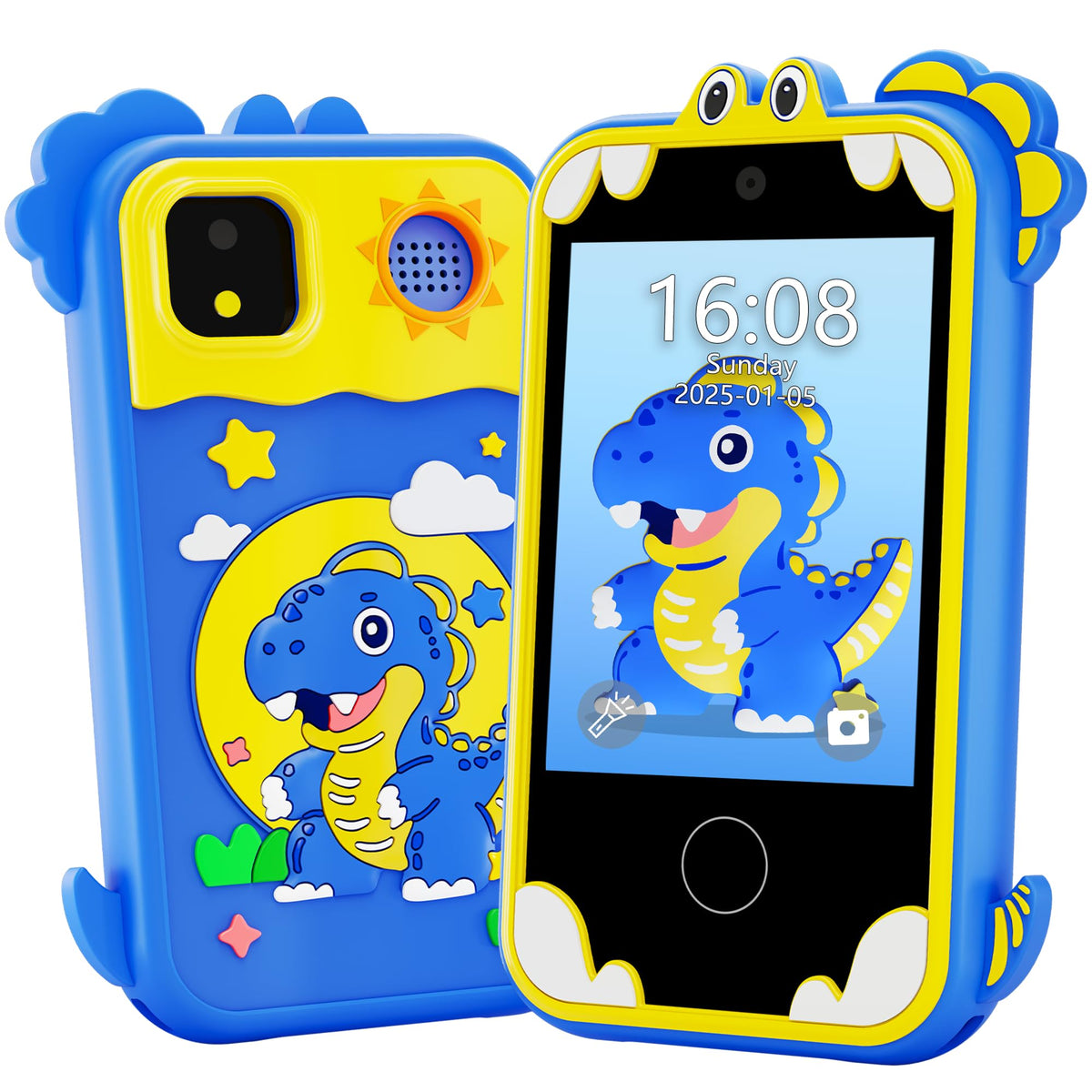 Windpaint Kids Phone blue front view highlights portable learning device