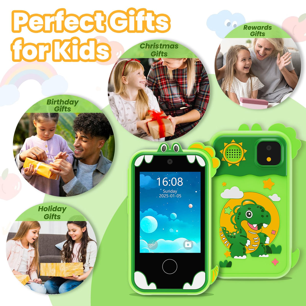 Windpaint Kids Phone Green anti-addiction mode helps manage screen time.