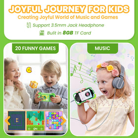 Windpaint Kids Phone Green durable silicone case protects against drops.