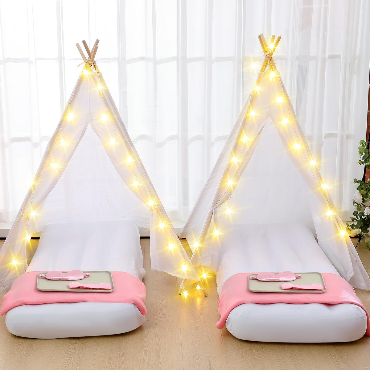 Windyun pine wood poles offer sturdy teepee support during play.