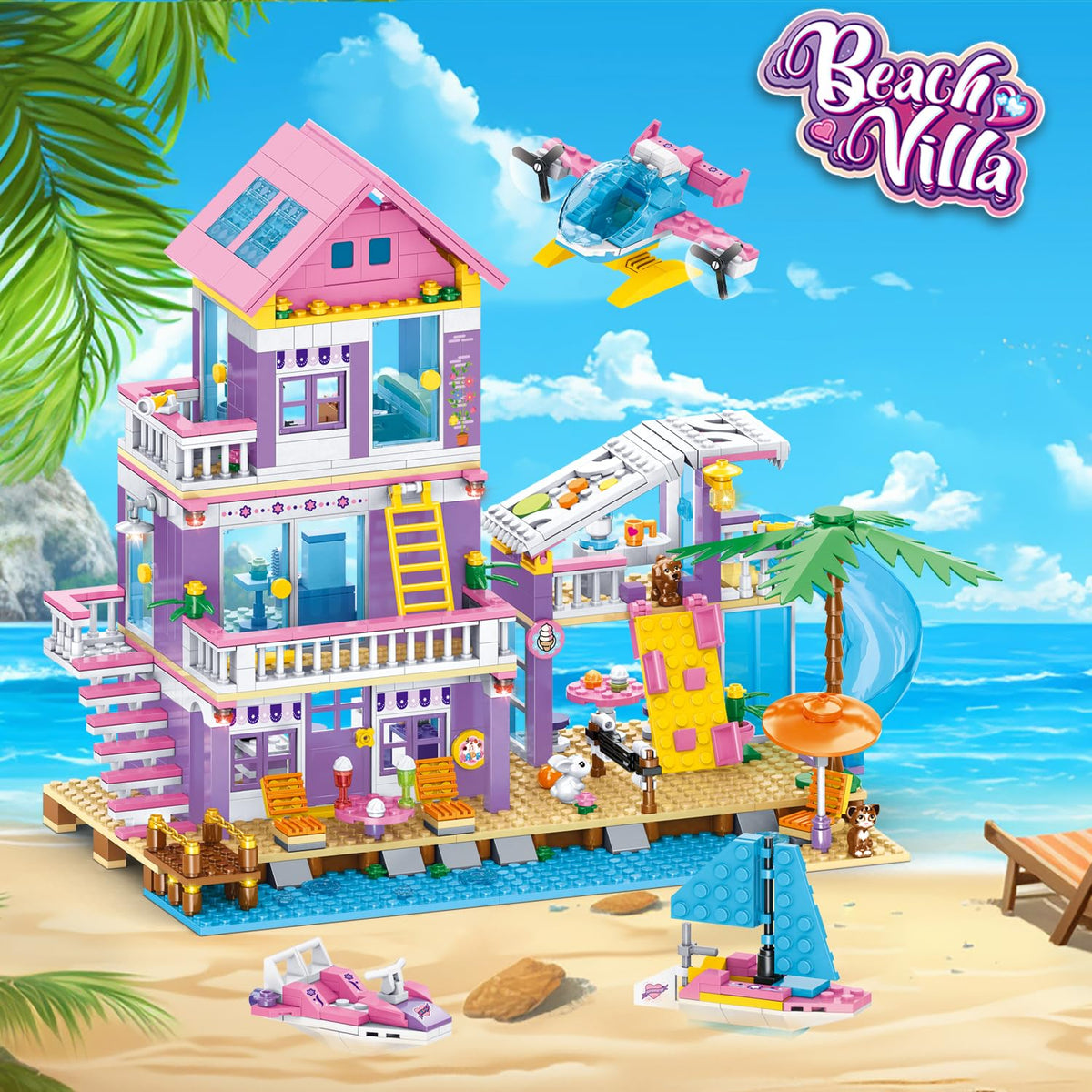 Wingift Beach House Villa parasols create shade-friendly play areas