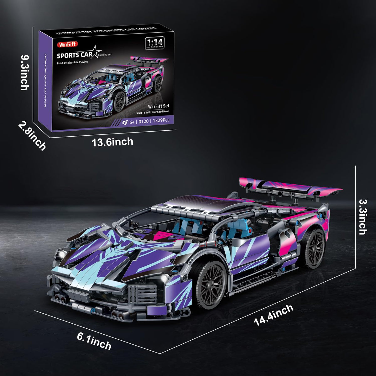 WINGIFT box packaging and accessories showing included parts and quick-start booklet.