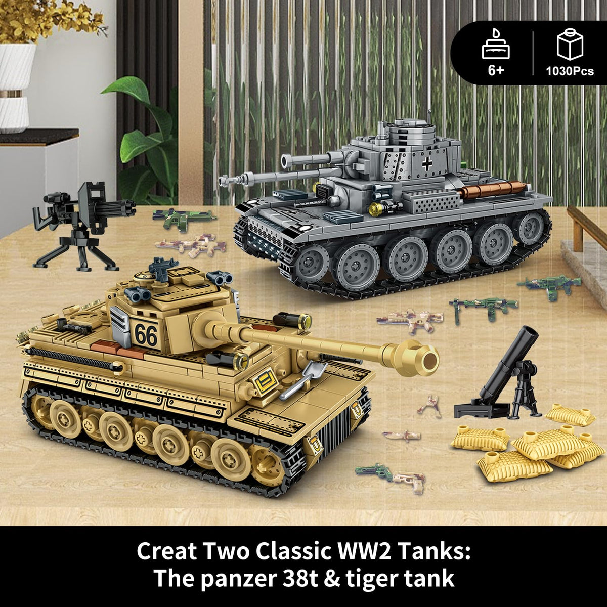 WINGIFT Tiger tank model assembly shows detailed tracks for collector-grade display.