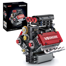 WINGIFT V8 engine model kit running demonstration showing a functional miniature engine