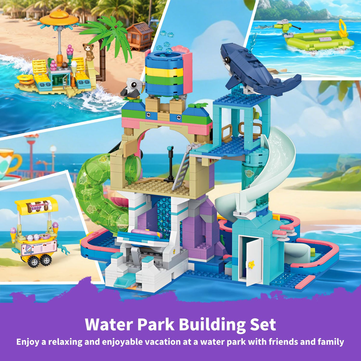 Wingift water slide centerpiece encourages active fun and storytelling.