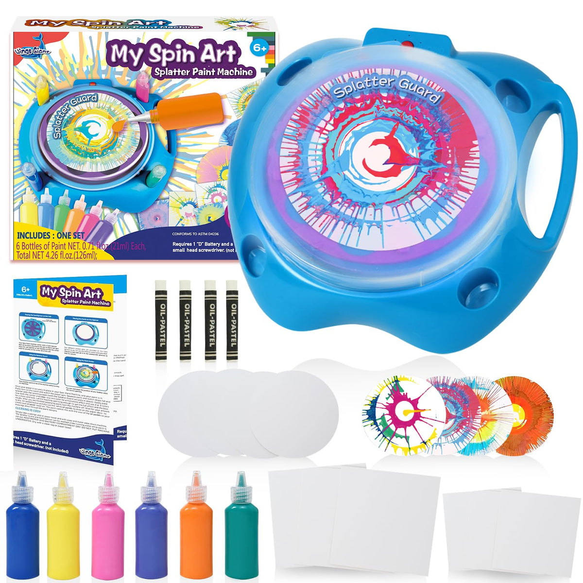 Wings Giant Spin Art Machine variable speed in action for customized art spins.