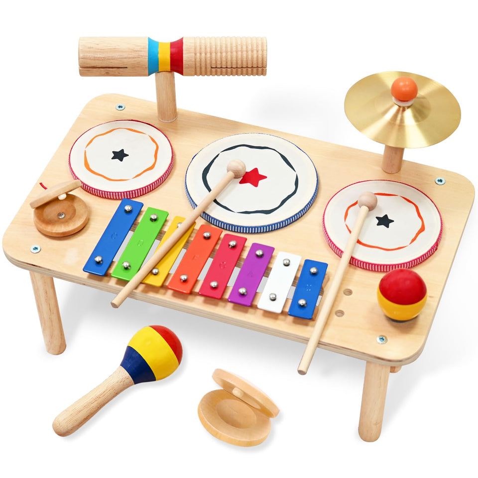 WINGYZ 9-in-1 baby drum set top view showcasing compact, kid-friendly design for small spaces