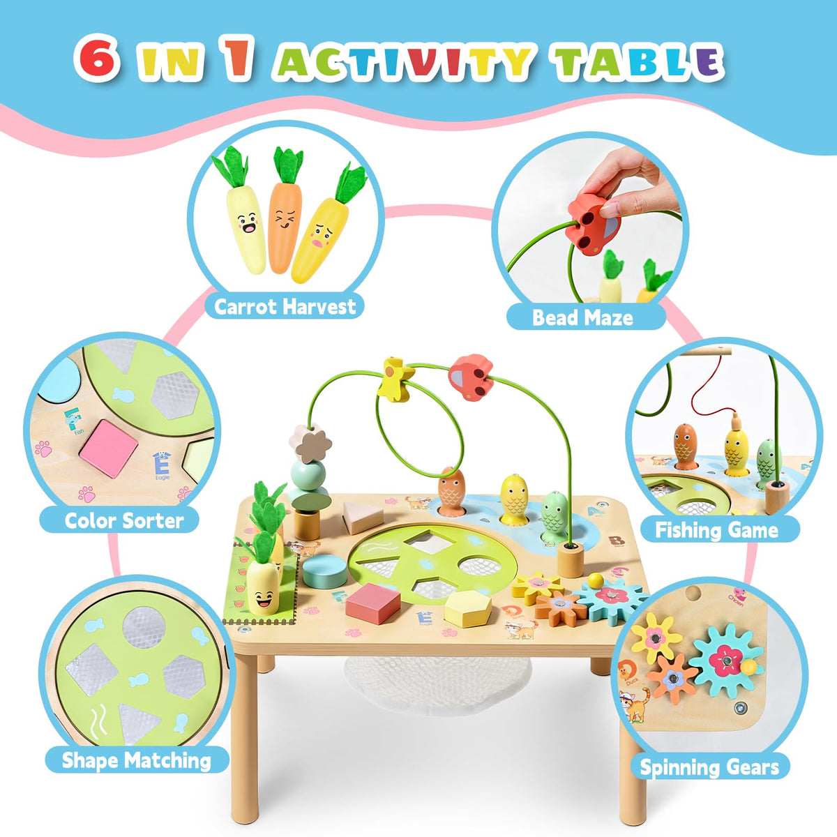 WINGYZ Activity Table fishing game for cooperative play and hand-eye coordination