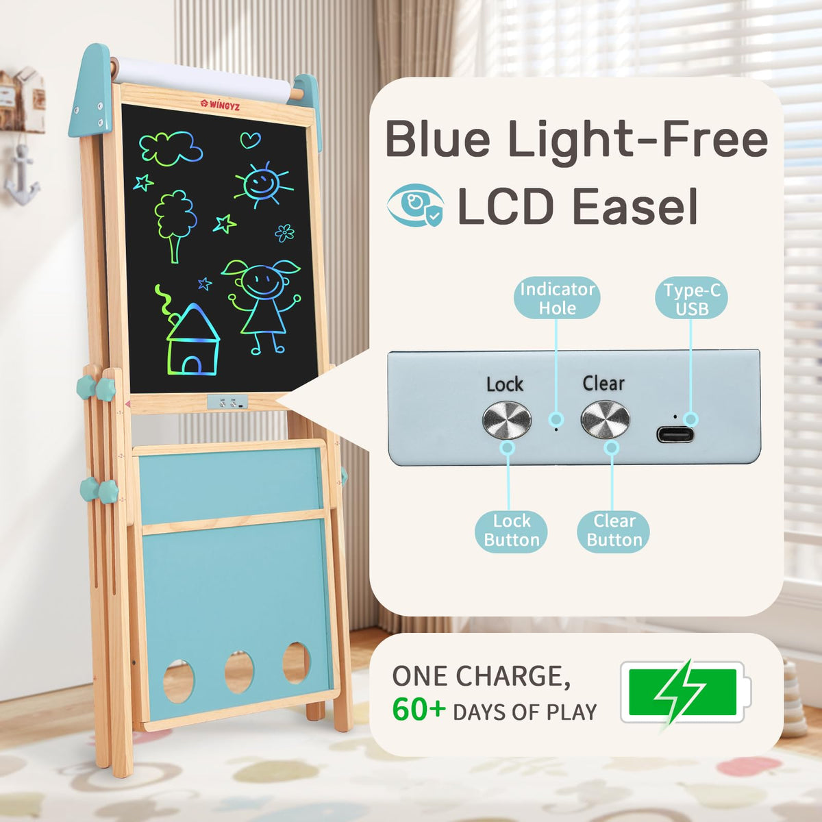 WINGYZ erasable color drawing on a reusable screen
