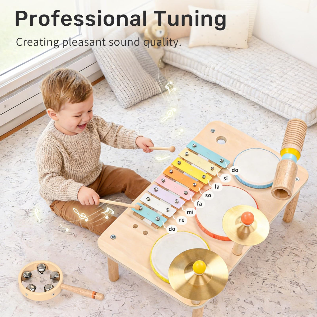 WINGYZ Kids Drum Set xylophone highlights color and tactile keys for early learning