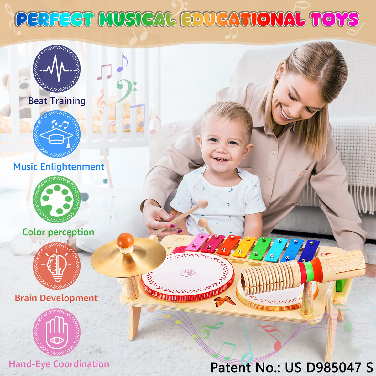 Wingyz natural wood surface highlighting safe tactile play and durability.