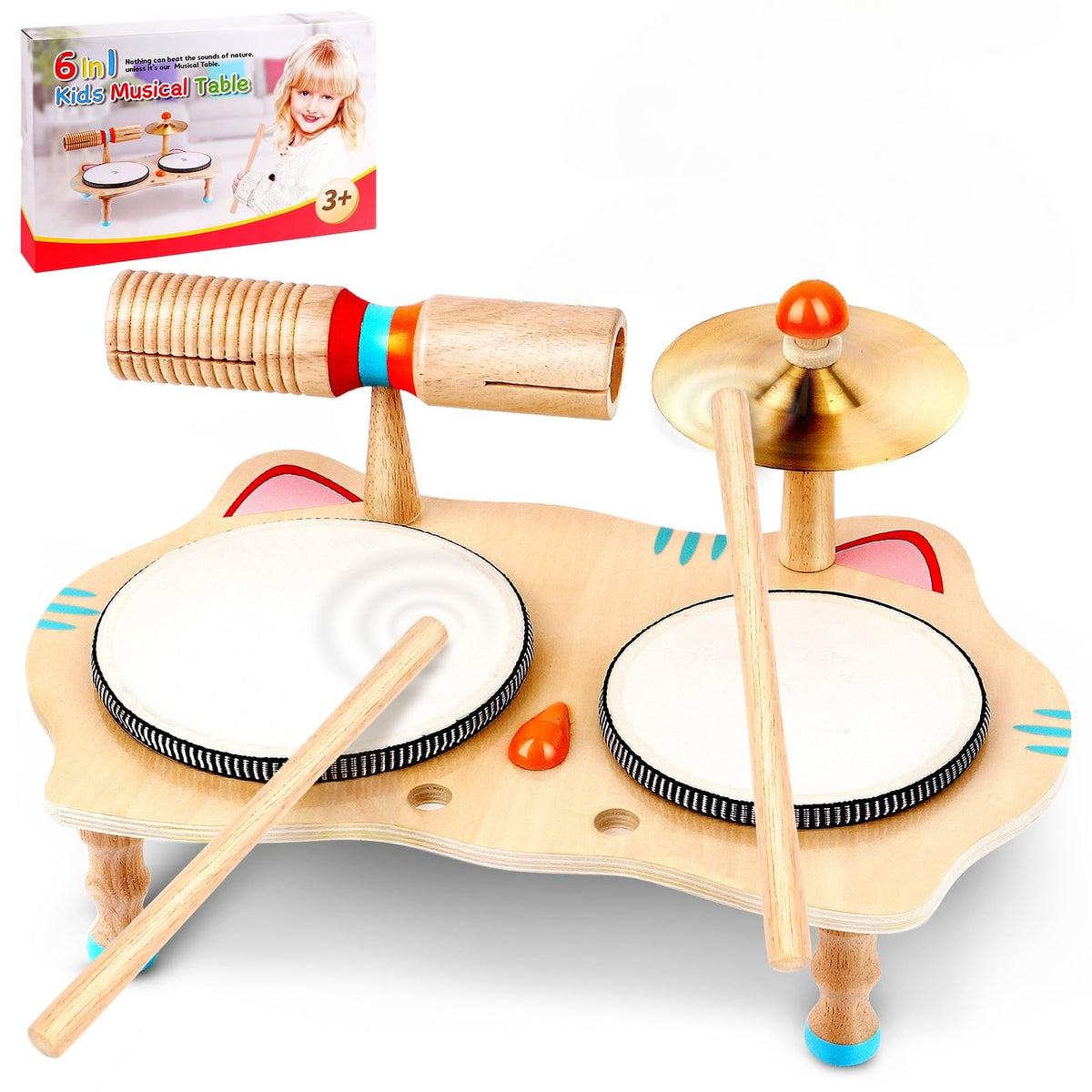 WINGYZ Kids Drum Set six-in-one cat design invites playful music exploration at home for toddlers.