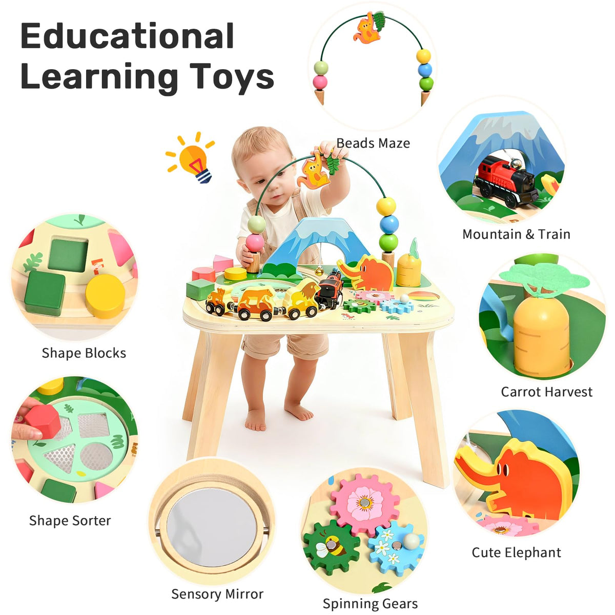 WINGYZ Shape sorter activity supports color and shape recognition through exploration.