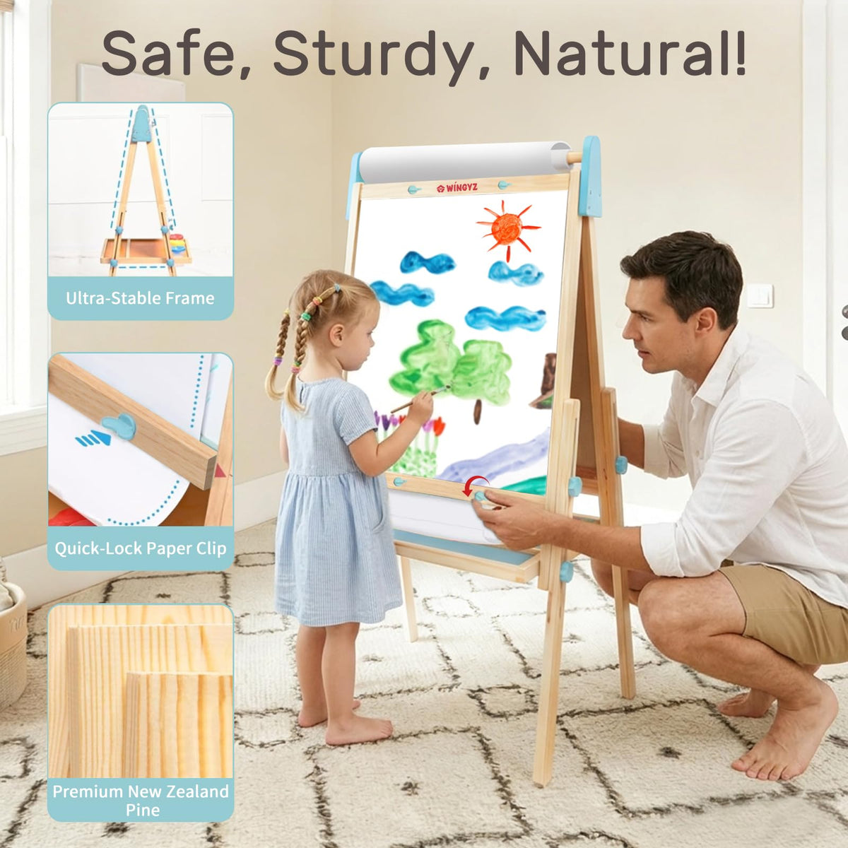 WINGYZ adjustable height settings for ages 3 to 12