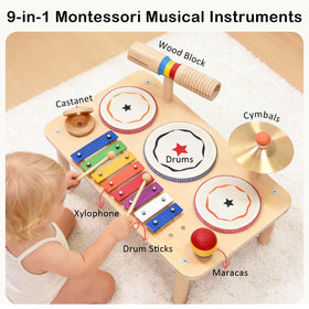 WINGYZ wooden toddler drum set with safety-rounded edges for gentle play