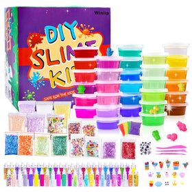 WINLIP 135-pack slime kit with crystal slime bottles for creative play at home
