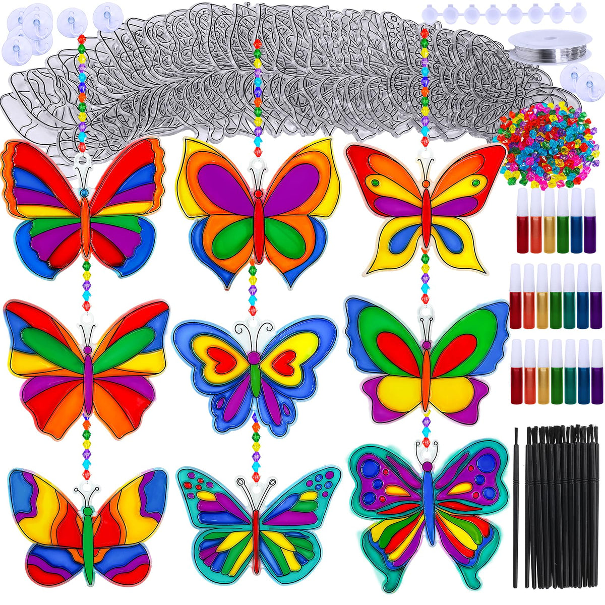 Winlyn butterfly suncatchers with multiple designs create bright daylight reflections for window art.