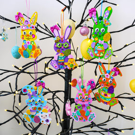 Winlyn Easter Bunny wooden bead and cord for hanging keepsakes.