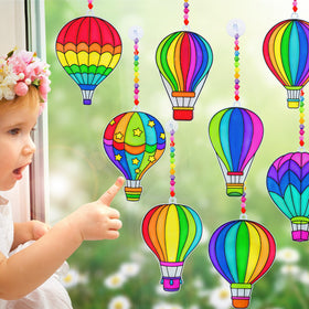 Winlyn hot air balloon suncatchers designs offer 8 options for varied kid-friendly crafts.