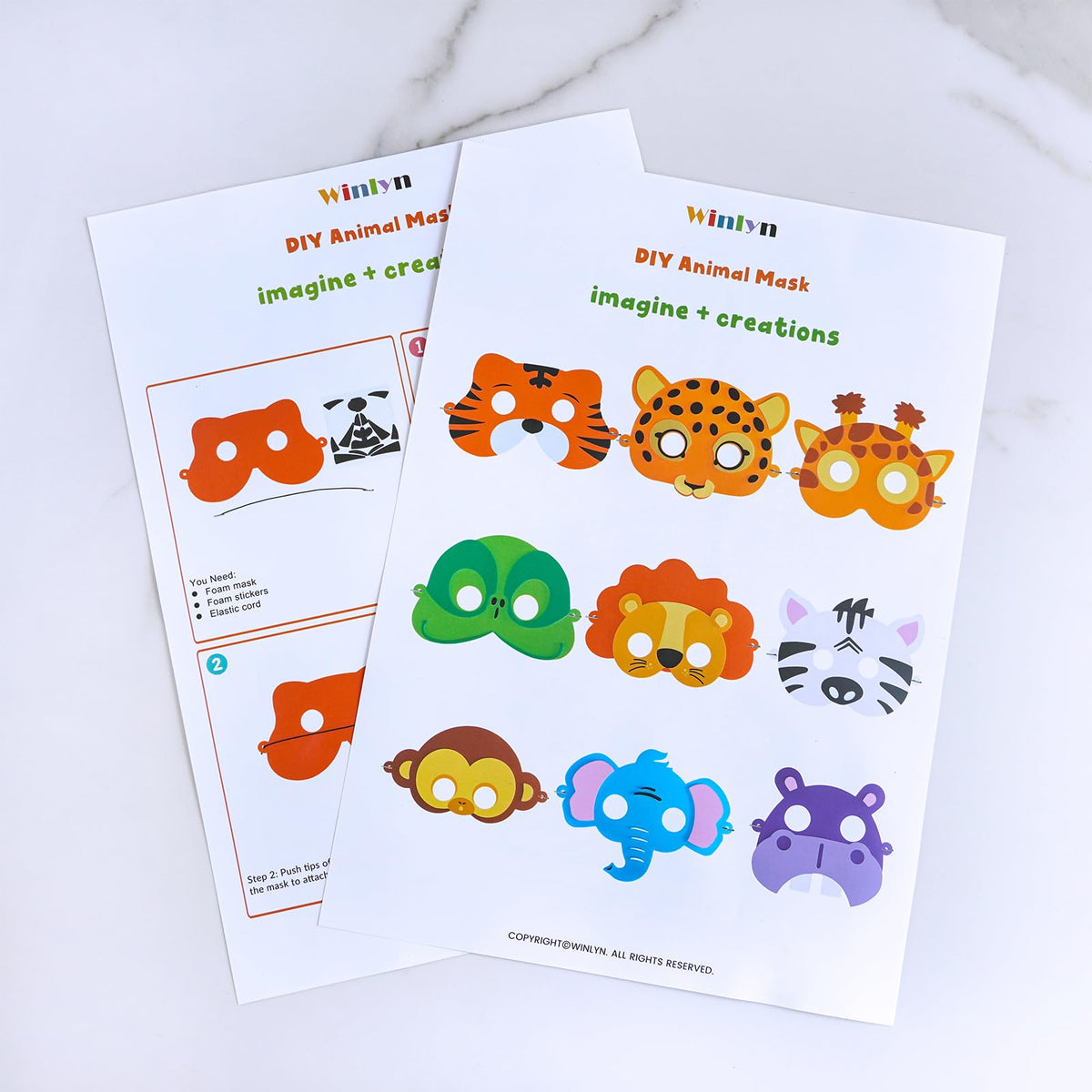 Winlyn Jungle Animal Mask party kit ready for safari-themed events