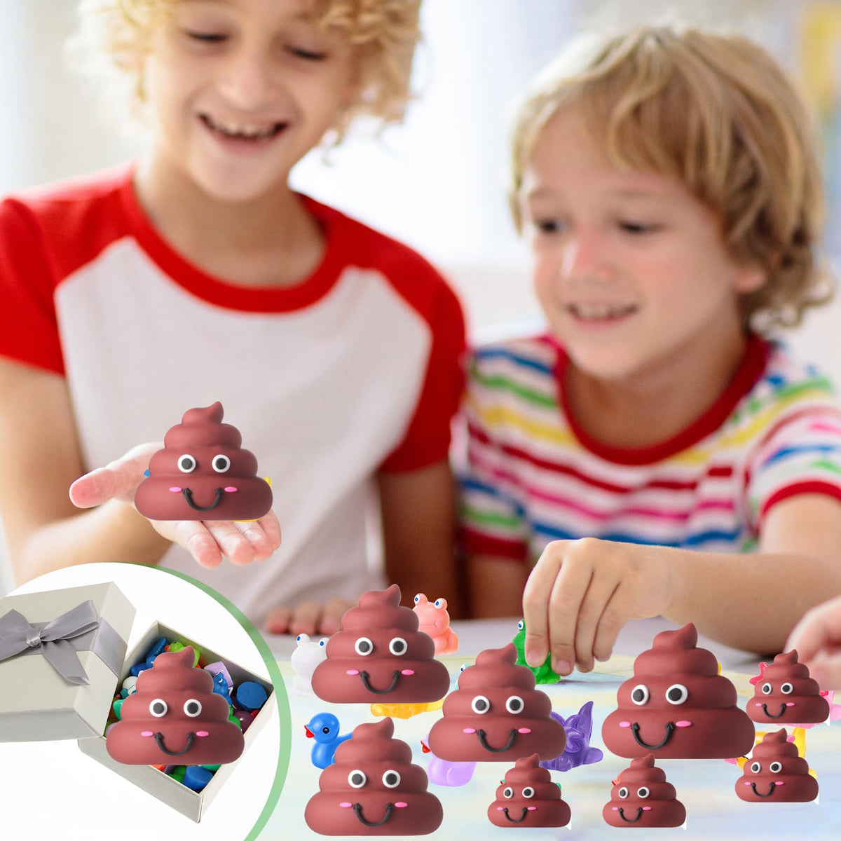 WinnerWhy Easter egg filler with realistic mini poop figures for fun.
