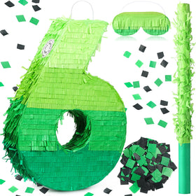 WinnerWhy number pinata, 16-inch gradient green, ideal centerpiece for birthdays and celebrations.