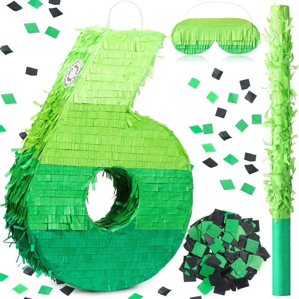 WinnerWhy number pinata, 16-inch gradient green, ideal centerpiece for birthdays and celebrations.