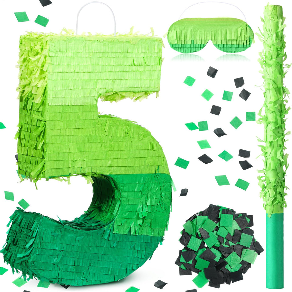 WinnerWhy number pinata 16-inch gradient green design, a playful centerpiece for birthdays and celebrations.